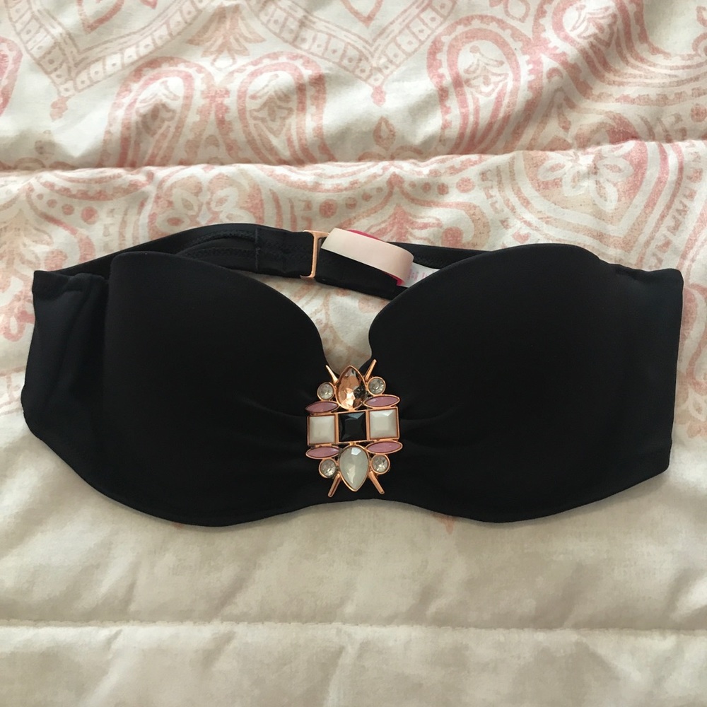 vs pink black bandeau bikini top 34B